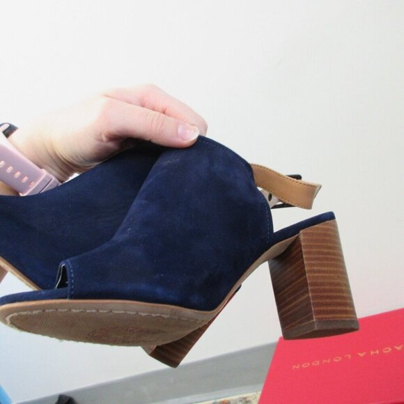 Vince Camuto Brianny Suede Slingback Peep Toe Heel Women 7.5 Blue High Heels 524 - Picture 11 of 12